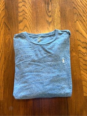 Polo by Ralph Lauren Heathered Blue Long Sleeve Crewneck with White Pony